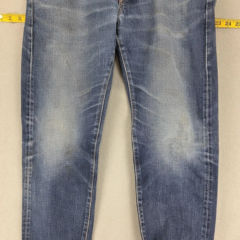 Edwin Jeans Mens 32x32 Blue ED33M Straight Whiskers Honeycomb Button Fly Japan